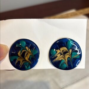 Vintage Enameled Swirl Earrings